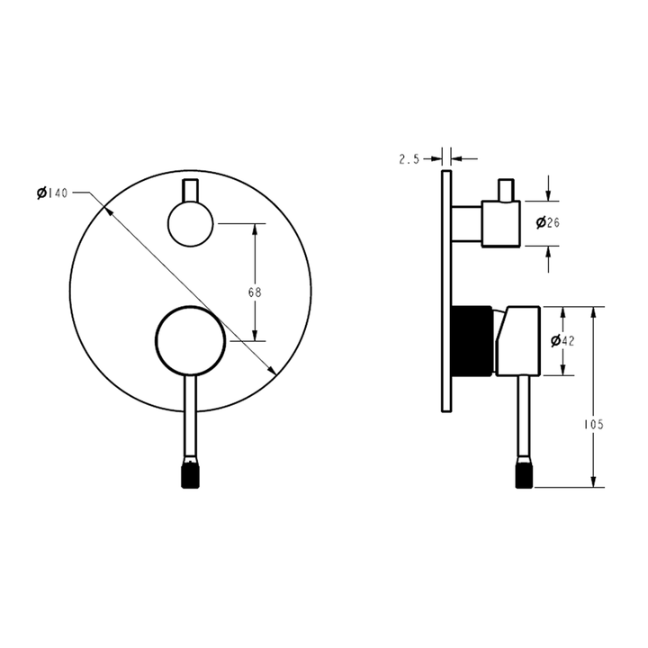 Linie Fluted Large Diverter Wall Mixer