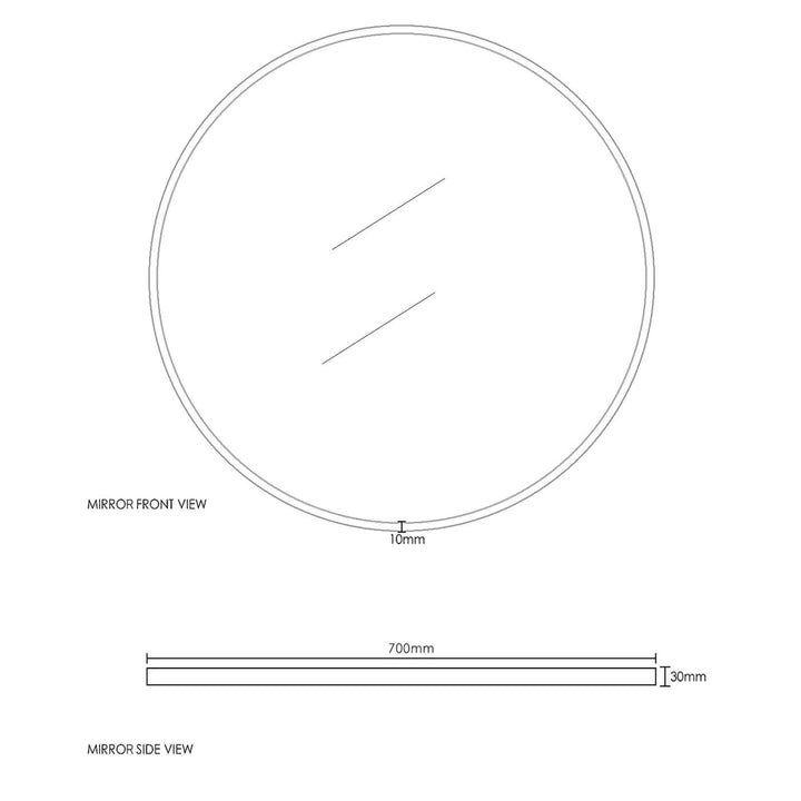 London Circle Metal Frame Mirror 700mm