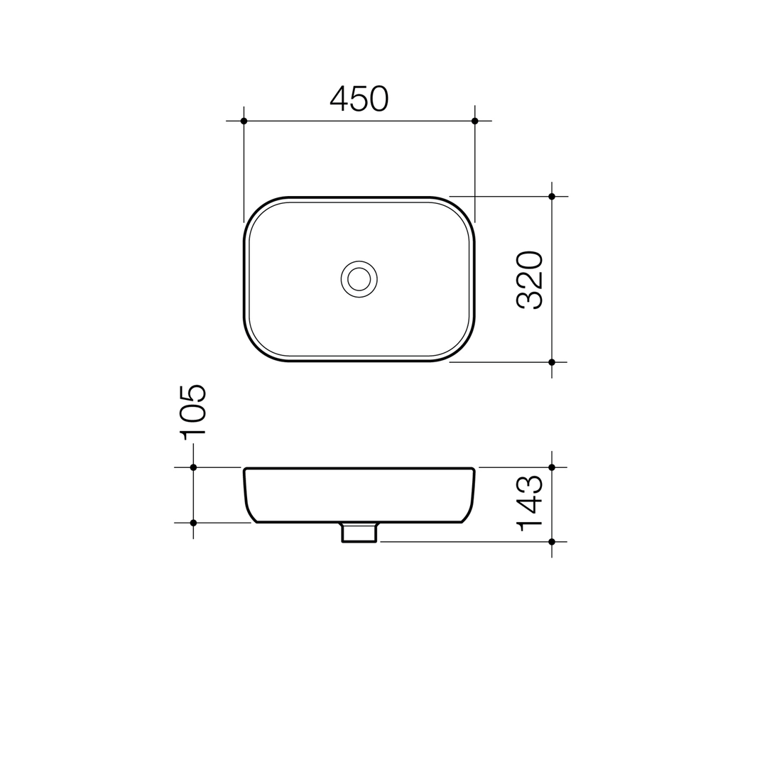 Luna Above Counter Basin 450x320mm