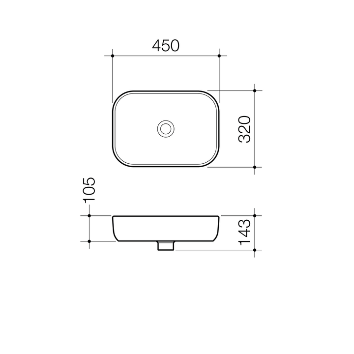 Luna Above Counter Basin 450x320mm