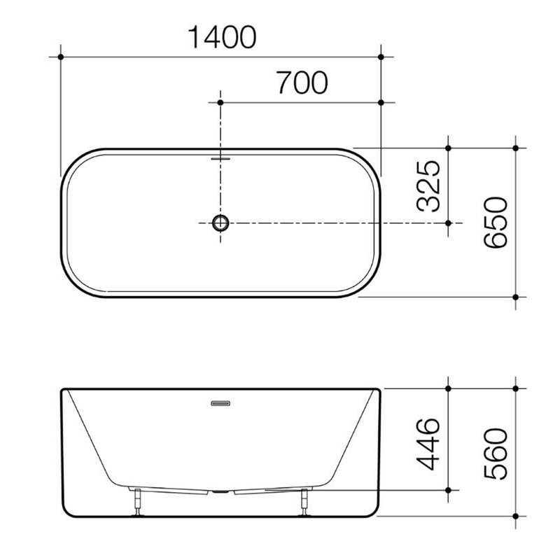 Luna Overflow Freestanding Acrylic Bathtub 1400mm