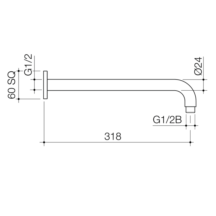 Luna Horizontal Shower Arm 318mm