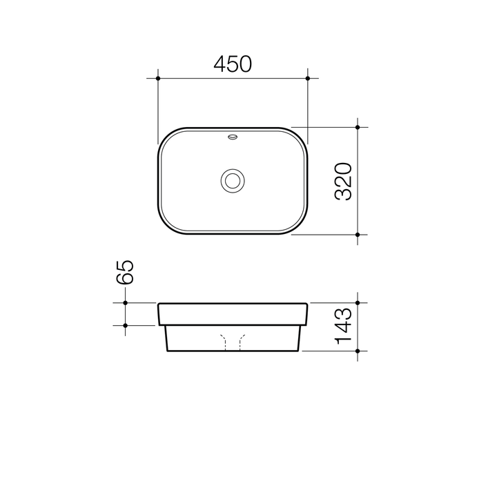 Luna Inset Basin 450x320mm