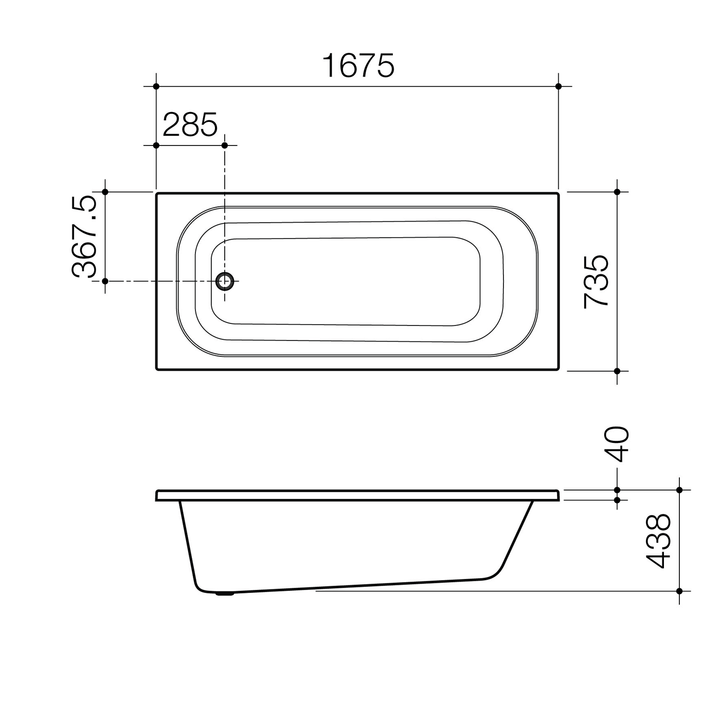 Luna Inset Acrylic Bathtub 1525-1675mm