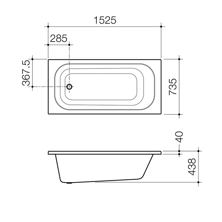 Luna Inset Acrylic Bathtub 1525-1675mm