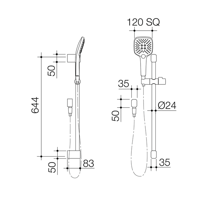 Luna Multi-Function Sliding Shower Rail