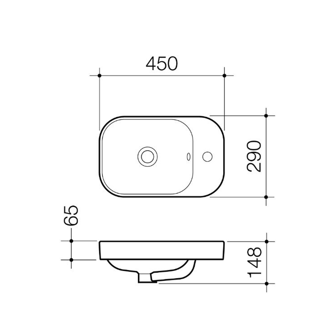 Luna Semi Inset Basin 450x290mm