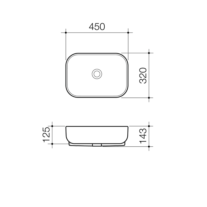 Luna Semi Recessed Basin 450x320mm