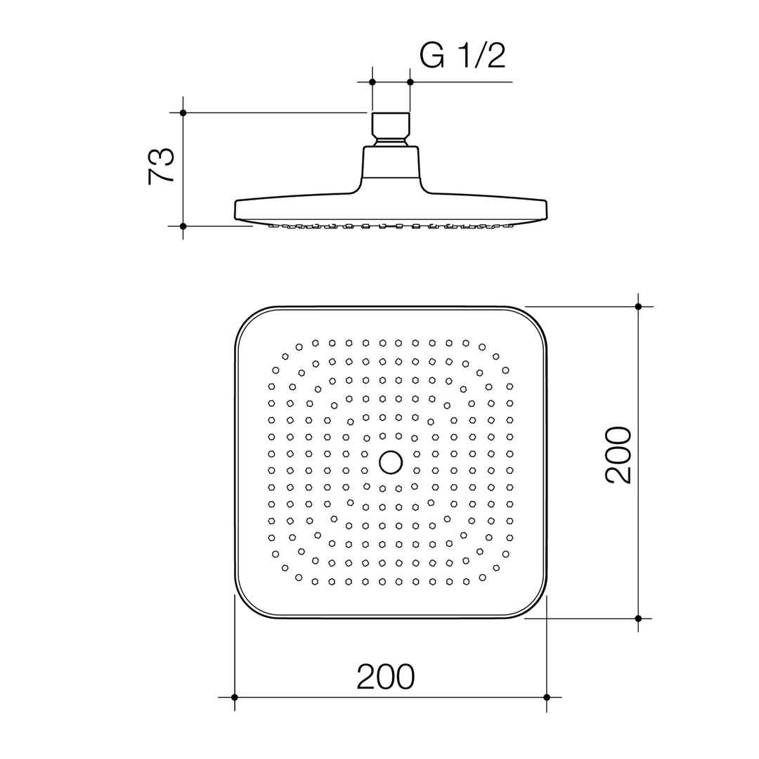 Luna Square Shower Head 200mm