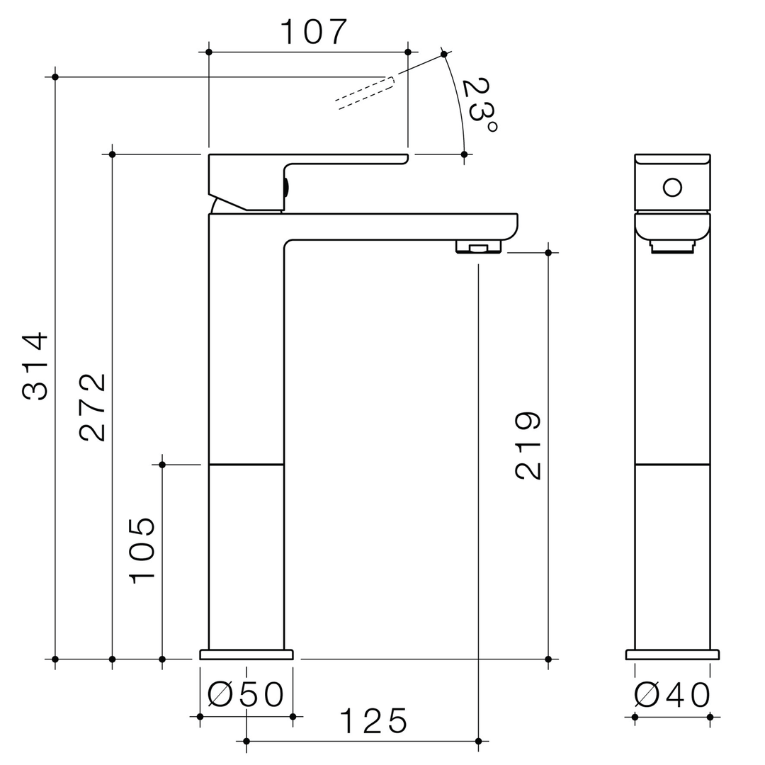 Luna Square Tall Basin Mixer