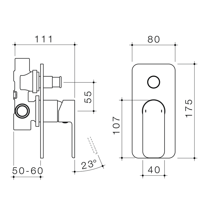 Luna Square Diverter Wall Mixer