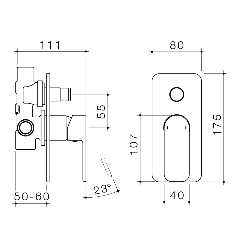 Luna Square Diverter Wall Mixer