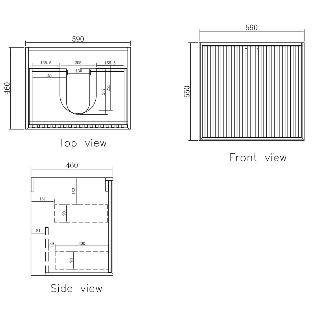 Marlo Fluted Wave Soft Close Wall Hung Vanity (600-1500mm)