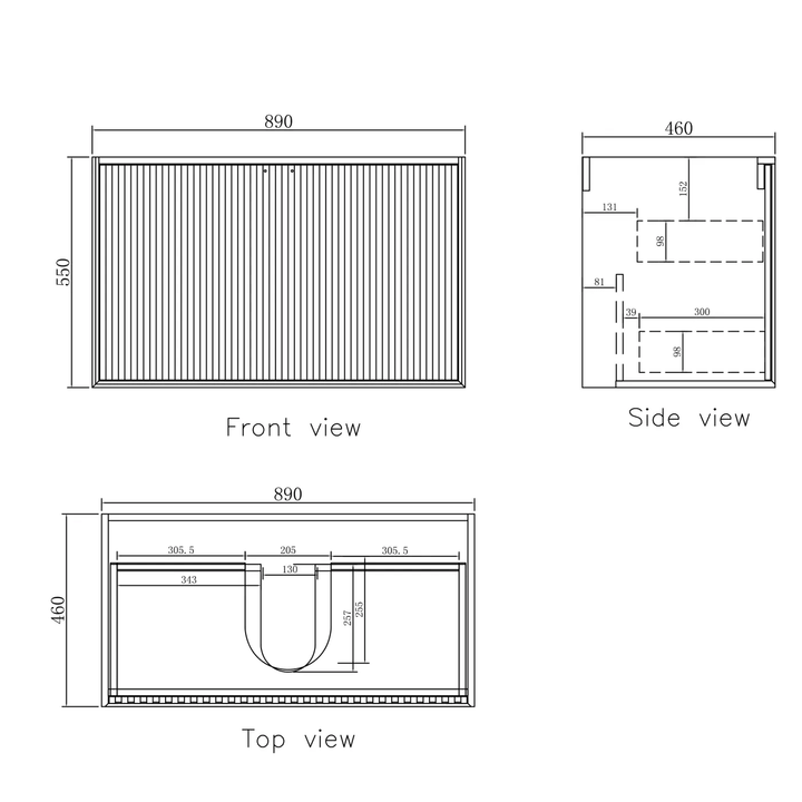 Marlo Fluted Wave Soft Close Wall Hung Vanity (600-1500mm)