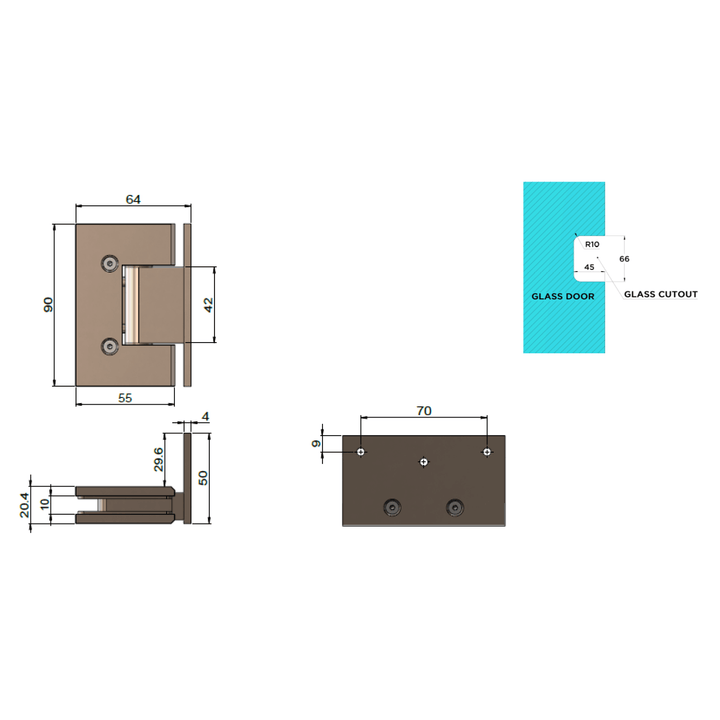 Meir Shower Screen 90 Degree Hinge