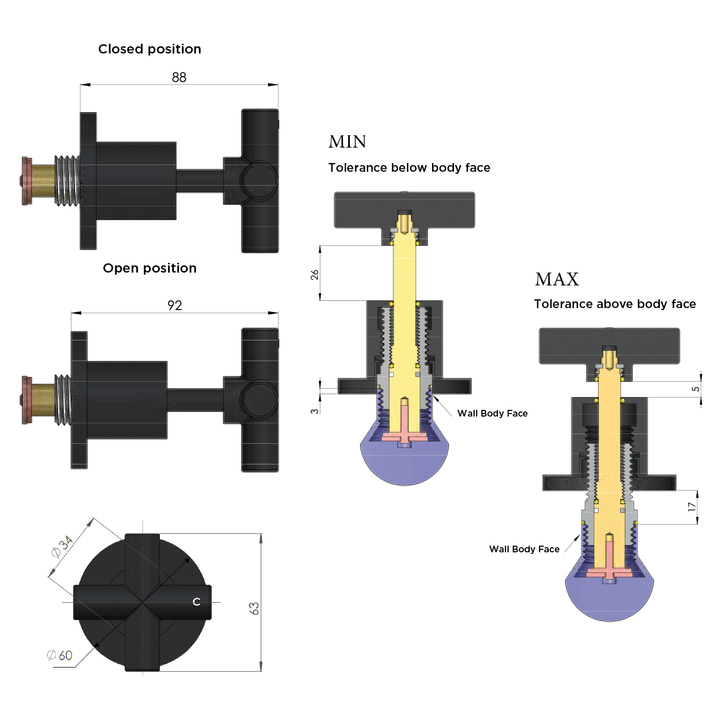 Meir Cross Handle Wall Top Assembly