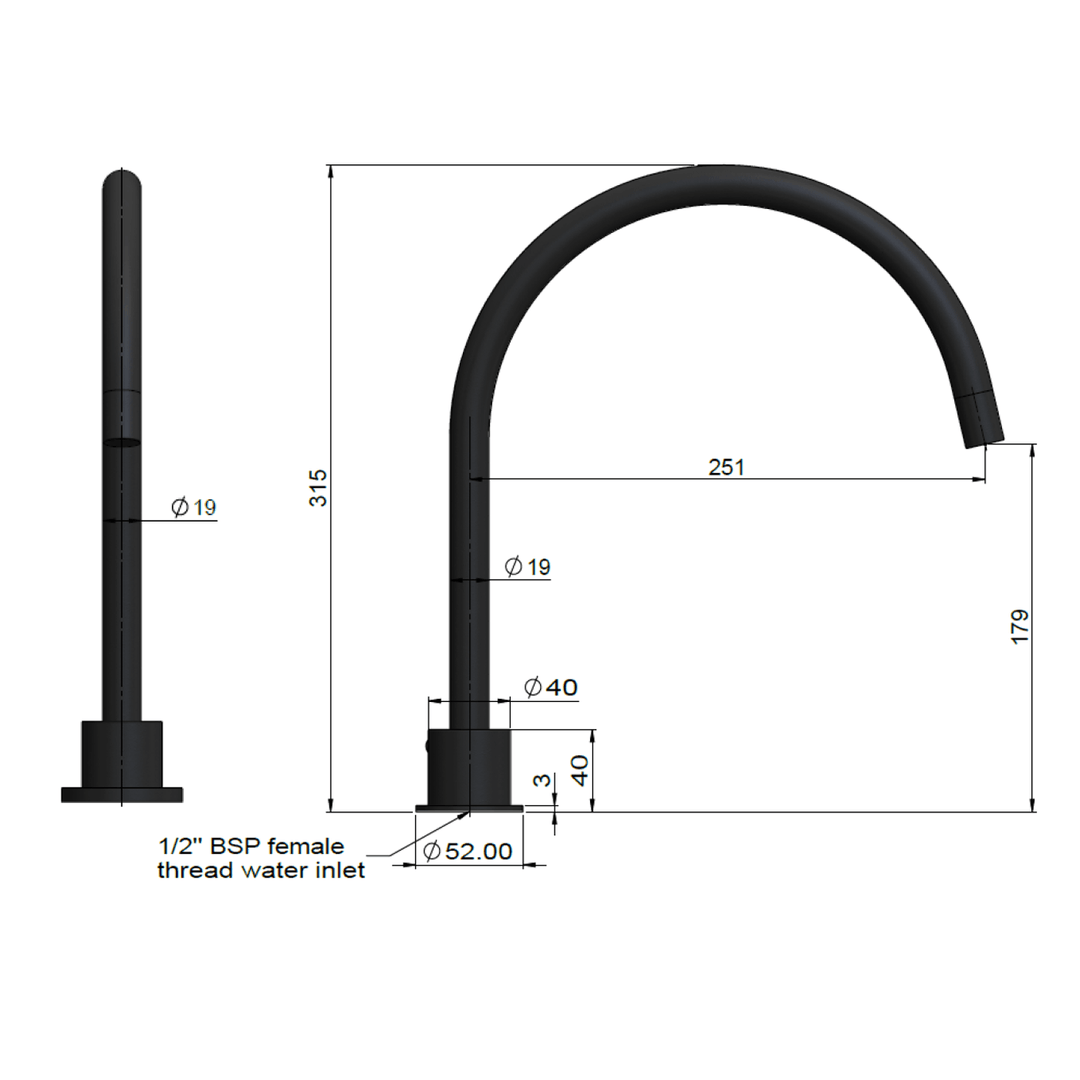 Meir Swivel Gooseneck Hob Spout