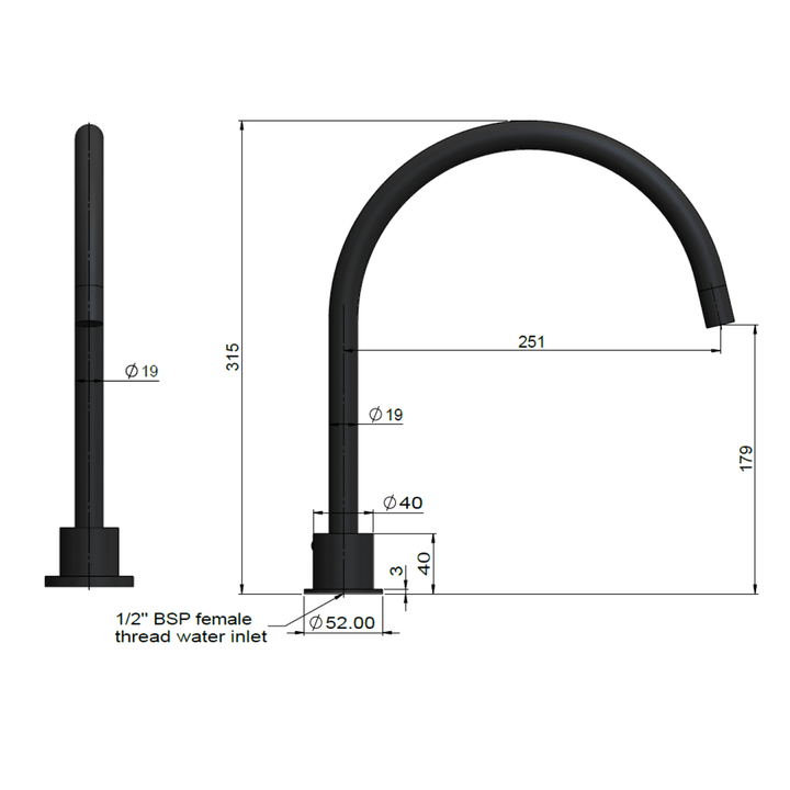 Meir Swivel Gooseneck Hob Spout