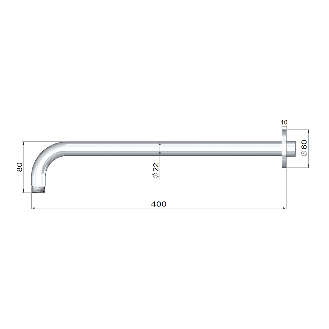 Lifestyle SS316 Outdoor Shower Arm 400mm