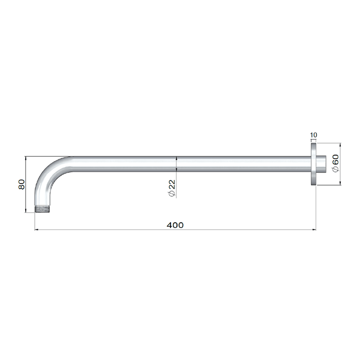 Lifestyle SS316 Outdoor Shower Arm 400mm