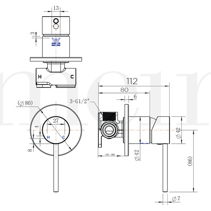 Meir Paddle Handle Wall Mixer