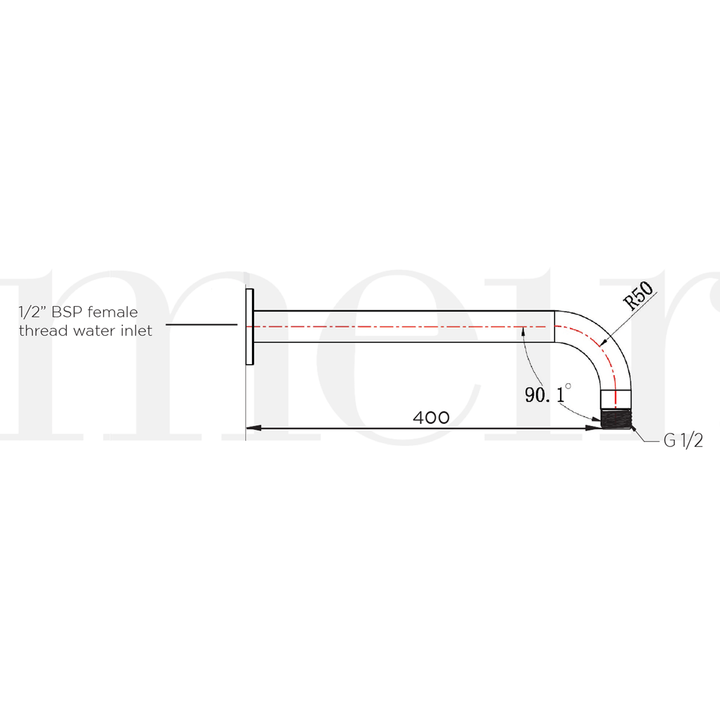 Meir Curved Horizontal Shower Arm 400mm