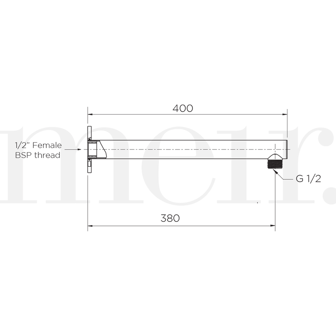 Meir Straight Horizontal Shower Arm 400mm