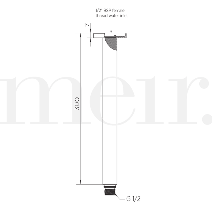 Meir Round Vertical Shower Arm 300mm