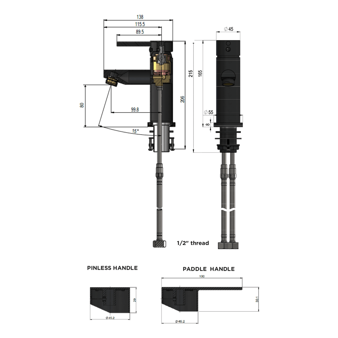 Meir Paddle Short Basin Mixer