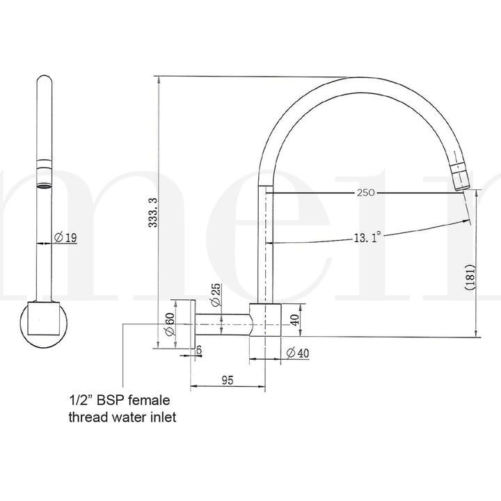 Meir Swivel Gooseneck Wall Spout 250mm