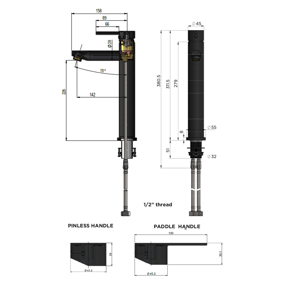 Meir Paddle Tall Basin Mixer