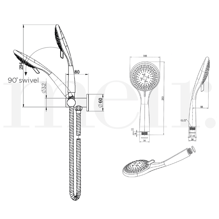 Meir Round Swivel Handset Shower Head