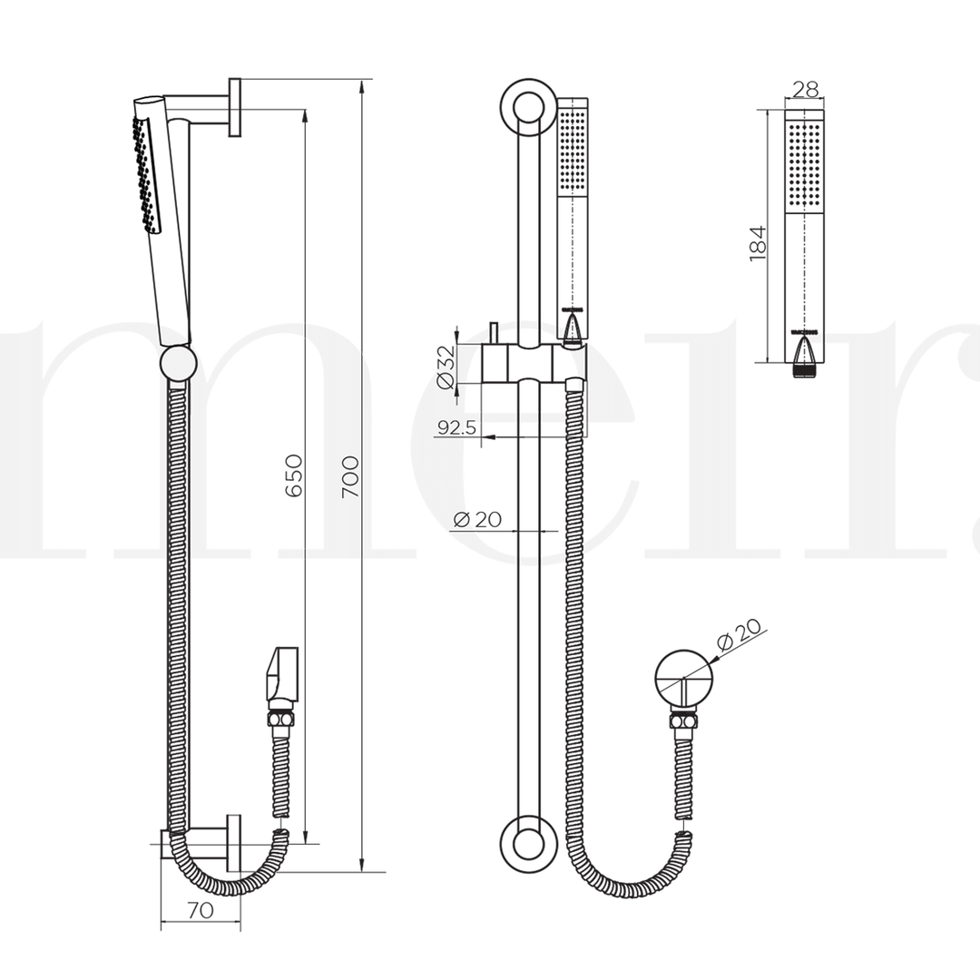 Meir Sliding Shower Rail Slim Handset