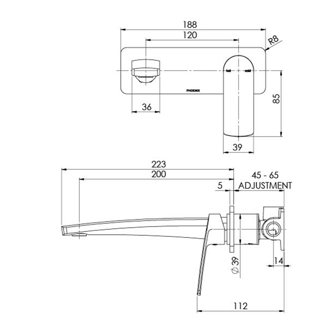 Mekko SwitchMix Wall Mixer Set 200mm