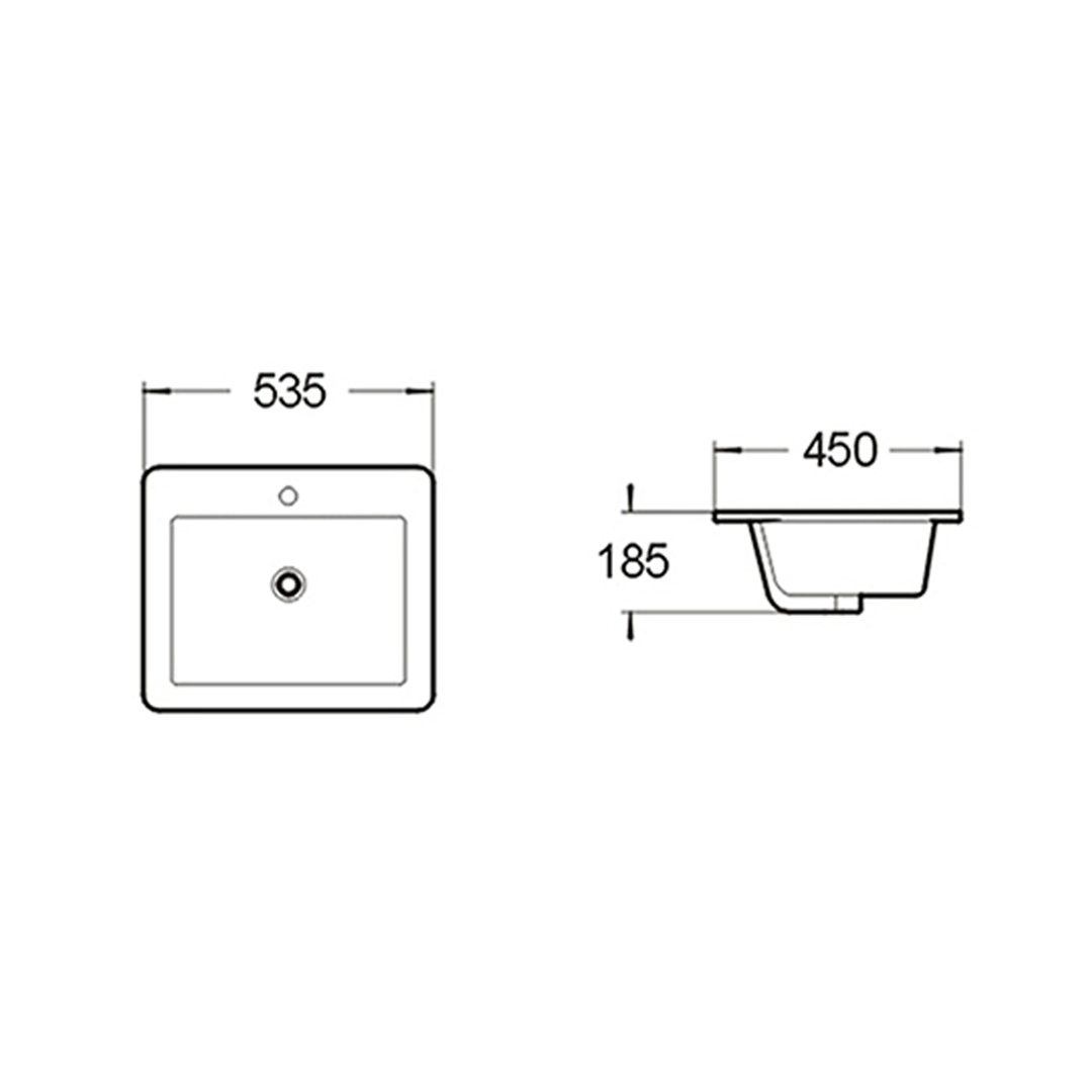 Metta Square/Rectangle Semi-Inset Ceramic Basin