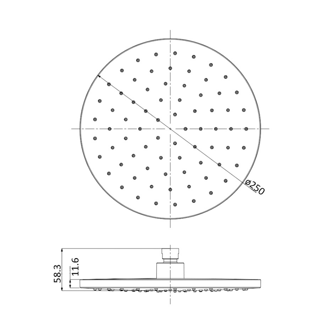 Eli Thick Round Shower Head 200/250mm