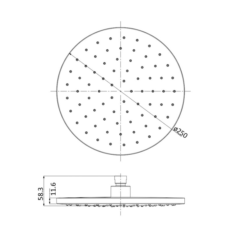 Eli Thick Round Shower Head 200/250mm