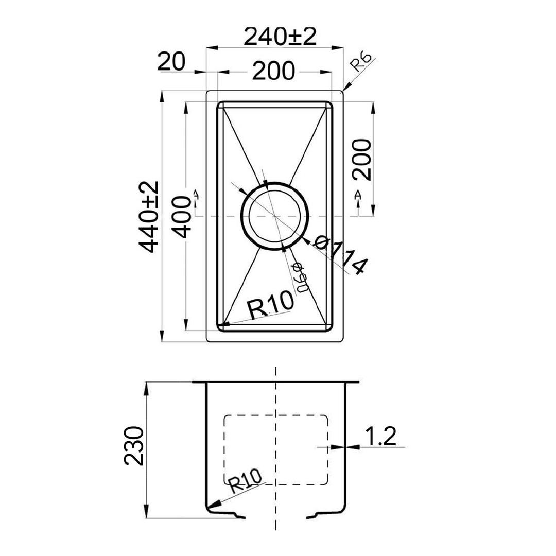 Mini Stainless Steel Sink 240x440mm