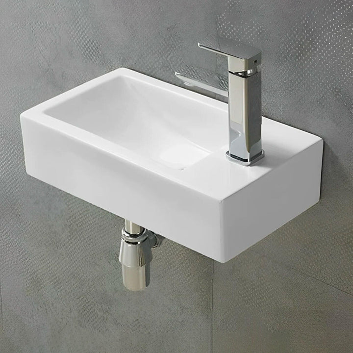 Mini Wall Hung Ceramic Basin with Taphole 455x250mm