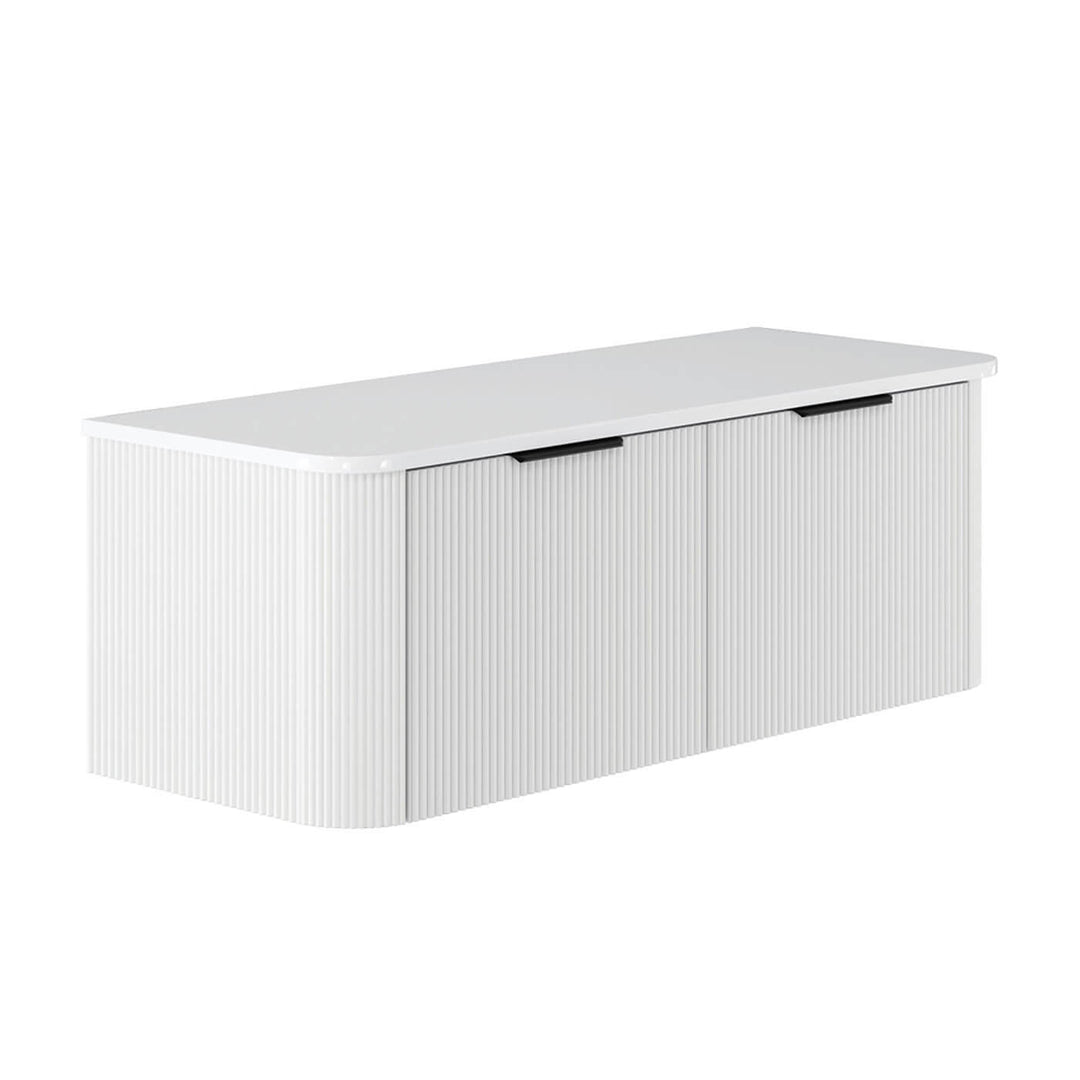 Minka Curved Fluted Matte White Wall Hung Vanity (750-1500mm)