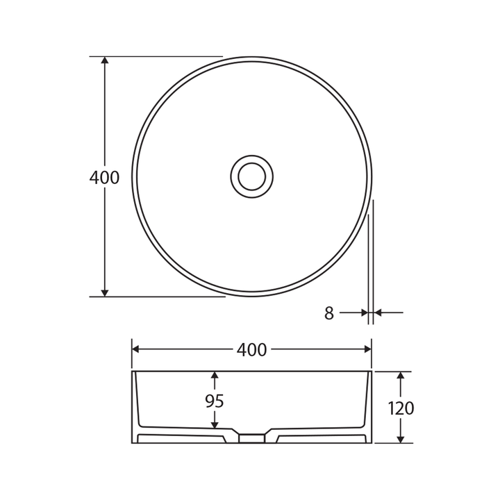 Minka Solid Surface Round Above Counter Basin 400mm