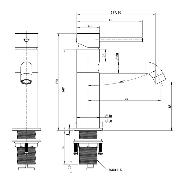 Morgan Curved Short Basin Mixer