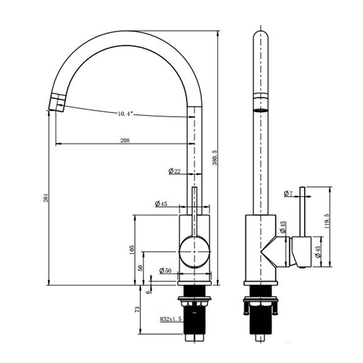 Morgan Gooseneck Kitchen Laundry Sink Mixer