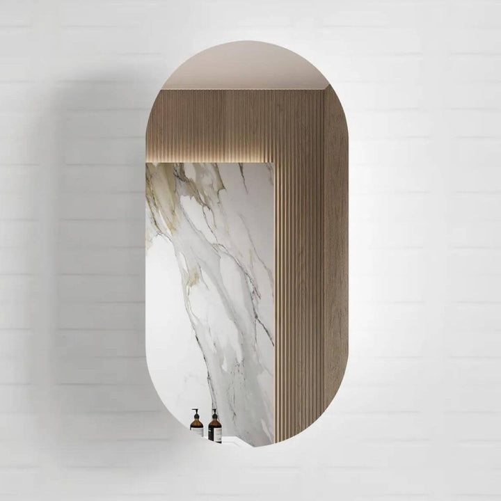 Noosa Pill Oval Mirror Shaving Cabinet 900x450mm