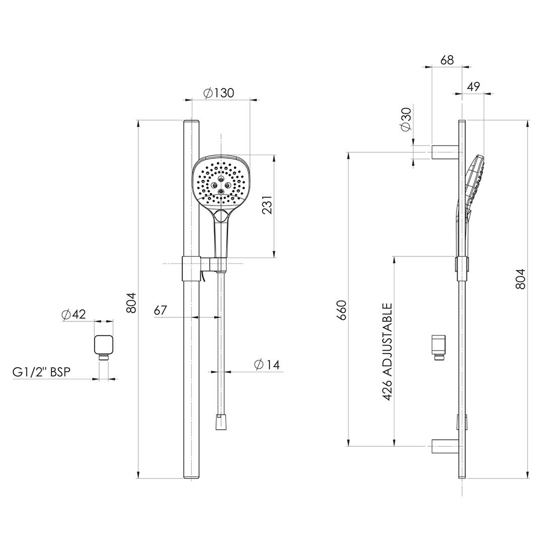 Nuage Sliding Rail Shower