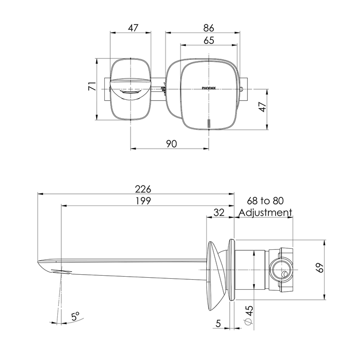 Nuage Wall Mixer Spout Set 200mm