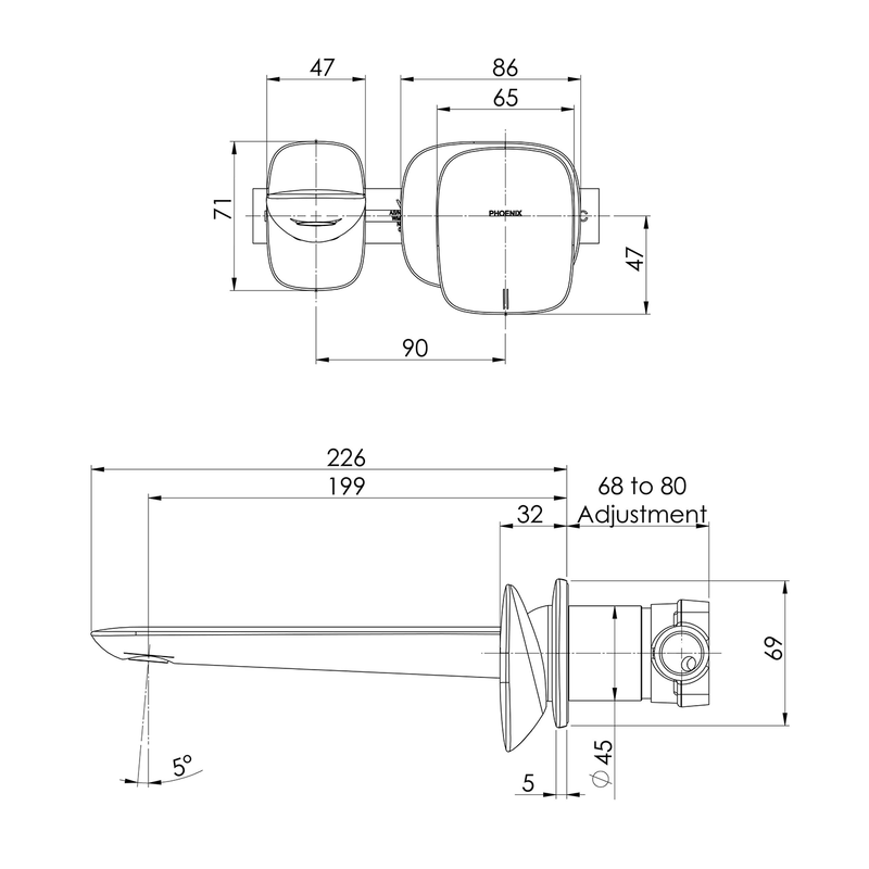 Nuage Wall Mixer Spout Set 200mm