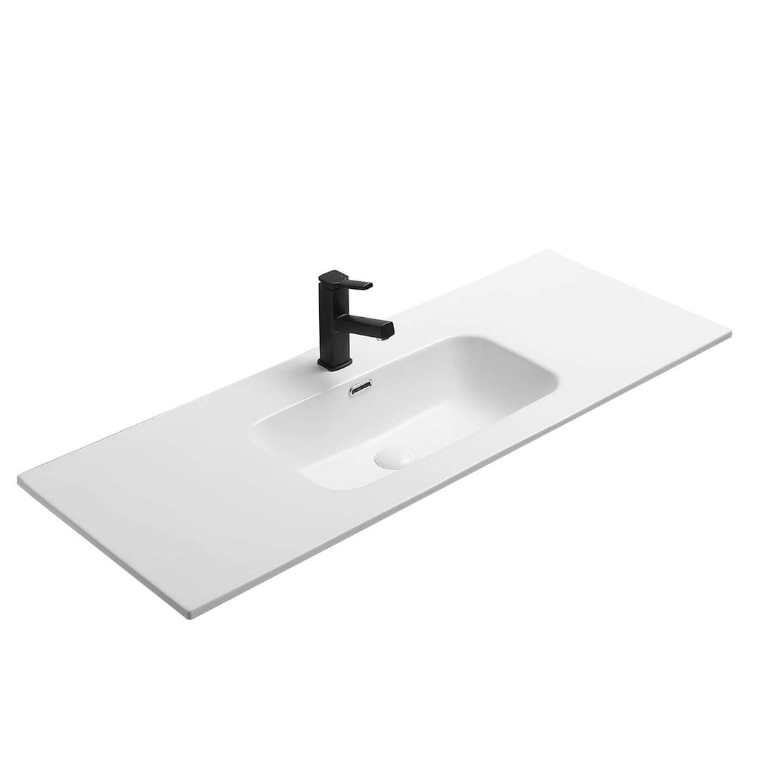 Olivia Ceramic Benchtop with Taphole Matte White (600-1200mm)