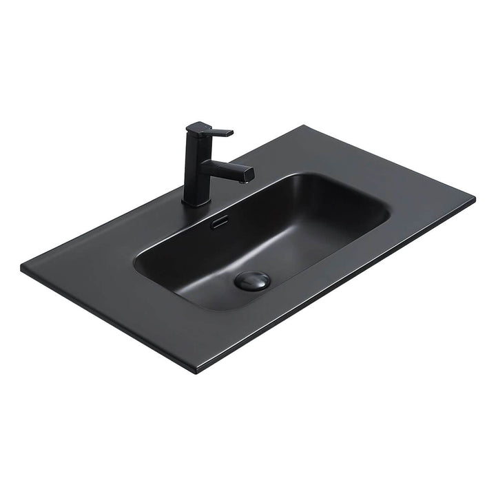 Olivia Ceramic Benchtop with Taphole Matte Black (600-1200mm)