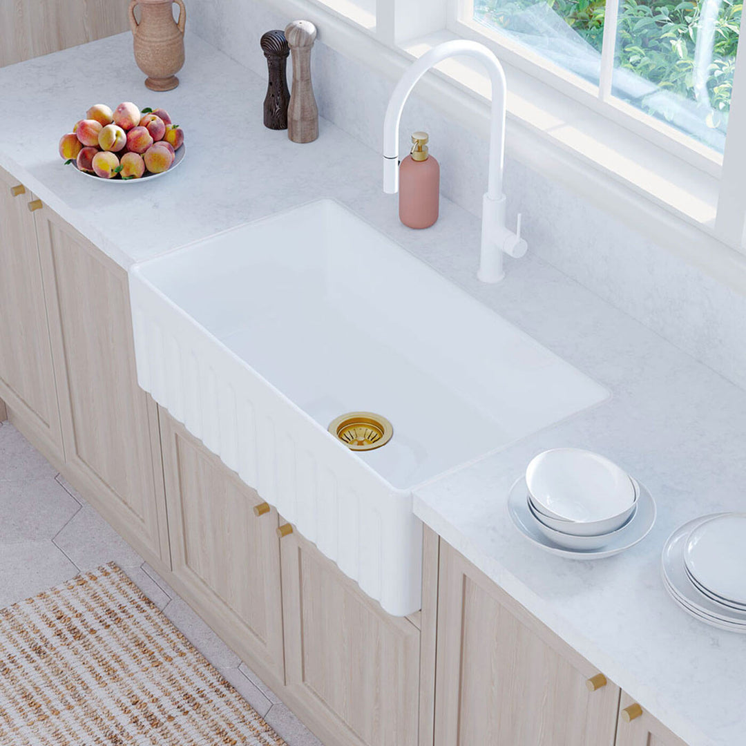 Olivia Large Single Butler Farmhouse Sink 840x460x255mm